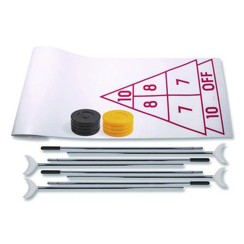 Blacktop Shuffleboard Set, (2) Two-piece 51" Cues/(8) Discs/sidewalk Chalk