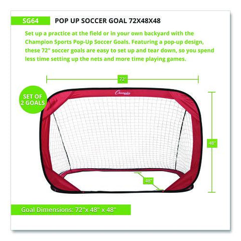 Pop Up Soccer Goal, 72"  X 48", 1.25" Dia, Pair