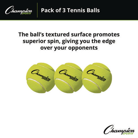 Tennis Balls, 2.5" Diameter, Yellow, 3/pack