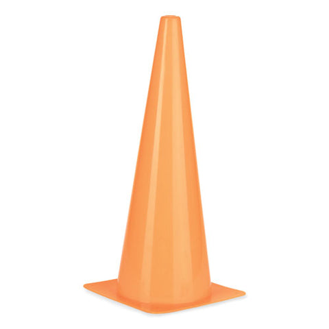 High-visibility Plastic Cones, 18" Tall, Florescent Orange, 8" X 8" Base