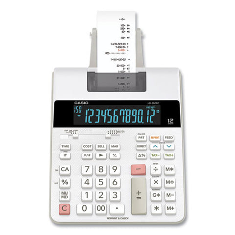 Hr-300rc 12-digit Printing Calculator, Black/red Print, 2 Lines/second, White