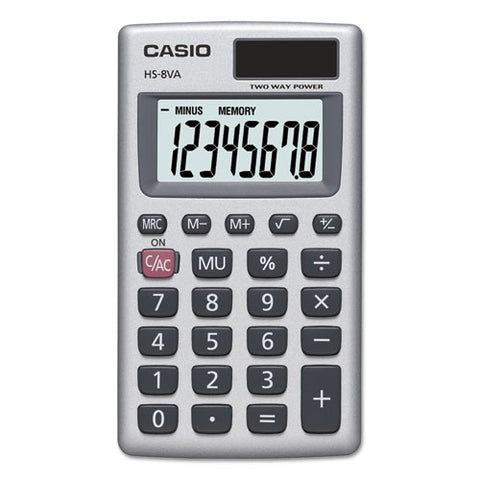 Hs-8va Handheld Calculator, 8-digit Lcd, Silver