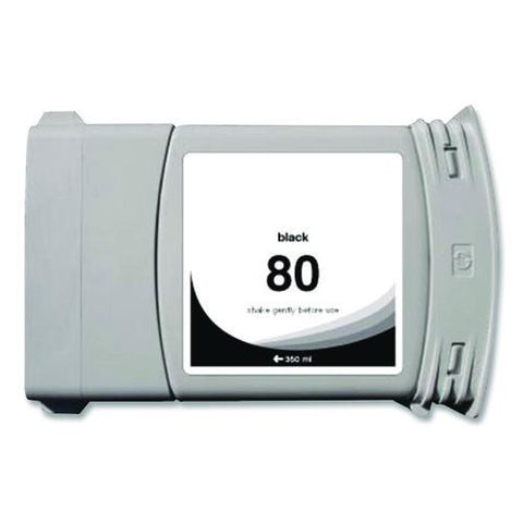 Remanufactured Black High-yield Ink, Replacement For 80 (c4871a), 350 Ml