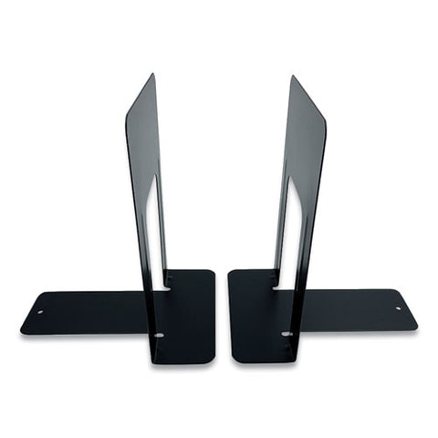 Steel Bookends, Contemporary Style, Nonskid, 6 X 8 X 9.25, Black, 1 Pair