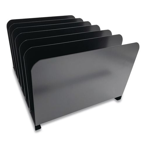 Steel Vertical File Organizer, 6 Sections, Letter Size Files, 11 X 12 X 8, Black