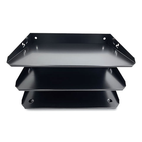 Steel Horizontal File Organizer, 3 Sections, Letter Size Files, 12 X 8.75 X 6, Black