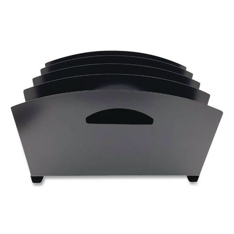 Steel Vertical File Organizer, Flat, 4 Sections, Letter Size Files, 7.25 X 12 X 7.25, Black