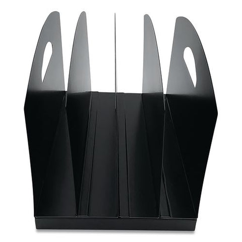 Steel Vertical File Organizer, Flat, 4 Sections, Letter Size Files, 7.25 X 12 X 7.25, Black