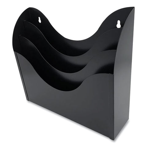 Three-compartment Steel Wall Sorter, 3 Sections, Legal/letter Size, 13" X 3.5" X 11.25", Black