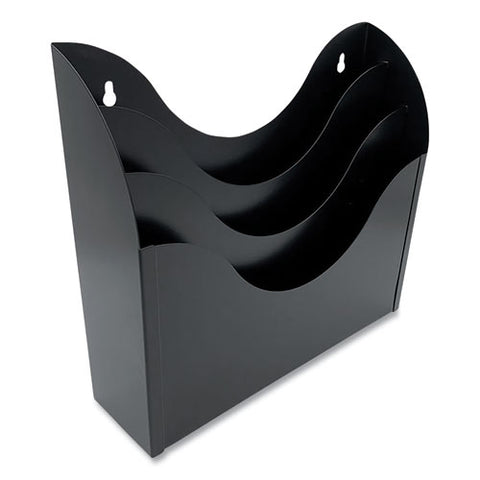 Three-compartment Steel Wall Sorter, 3 Sections, Legal/letter Size, 13" X 3.5" X 11.25", Black