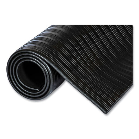 Ribbed Vinyl Anti-fatigue Mat, Rib Embossed Surface, 36 X 144, Black