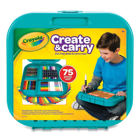 Create N' Carry Case, Combo Art Storage Case And Lap Desk, 75 Pieces