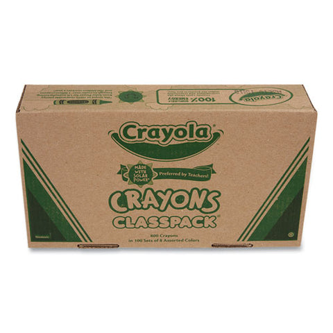 Classpack Regular Crayons, 8 Colors, 800/box