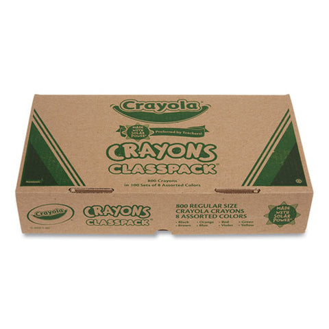 Classpack Regular Crayons, 8 Colors, 800/box