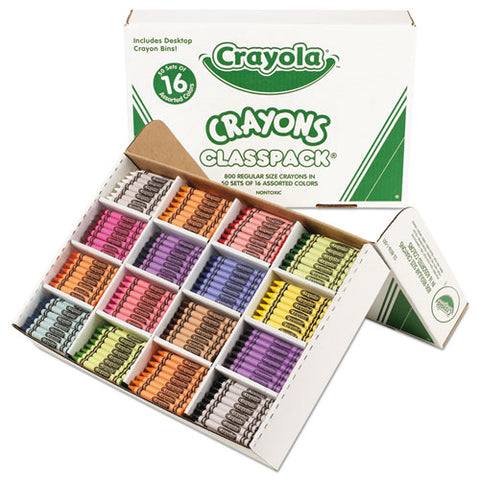 Classpack Regular Crayons, 16 Colors, 800/box