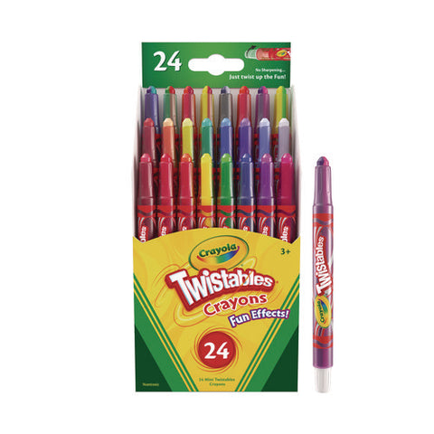 Twistables Mini Crayons, Fun Effects, Assorted, 24/pack