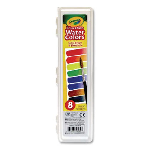 Education Watercolors Bulk Pack, 8 Assorted Colors/tray, 24 Trays/pack