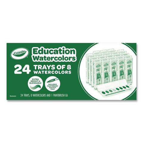 Education Watercolors Bulk Pack, 8 Assorted Colors/tray, 24 Trays/pack