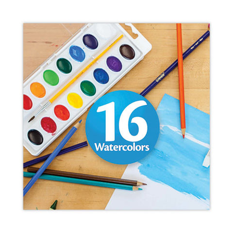 Washable Watercolors, 16 Assorted Colors, Palette Tray