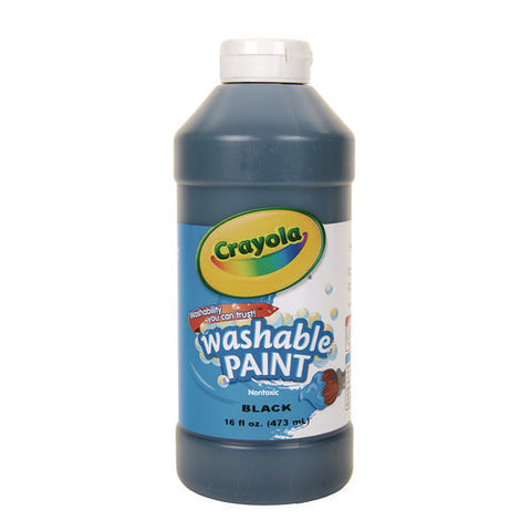 Washable Paint, Black, 16 Oz Bottle