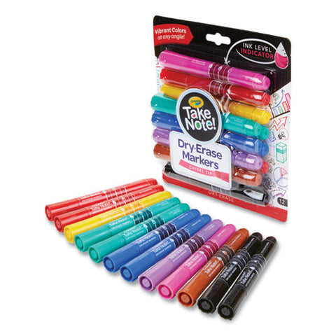 Take Note Dry-erase Markers, Broad, Chisel Tip, Assorted, 12/pack