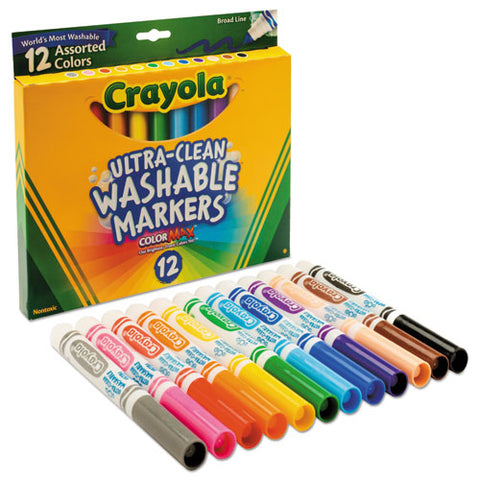 Ultra-clean Washable Markers, Broad Bullet Tip, Assorted Colors, Dozen