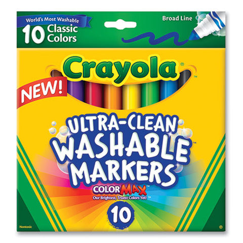 Ultra-clean Washable Markers, Broad Bullet Tip, Assorted Colors, 10/pack