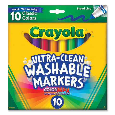 Ultra-clean Washable Markers, Broad Bullet Tip, Assorted Colors, 10/pack