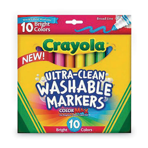 Ultra-clean Washable Markers, Broad Bullet Tip, Assorted Colors, 10/pack