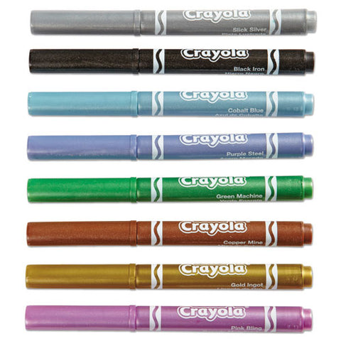 Metallic Markers, Medium Bullet Tip, Assorted Colors, 8/set