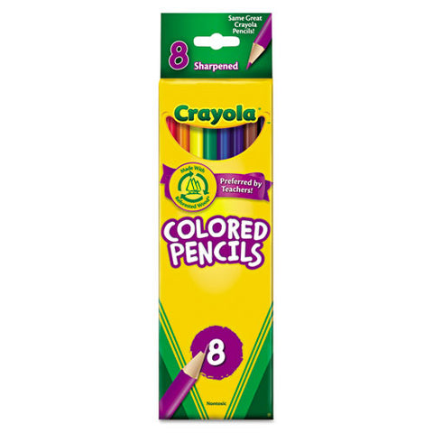 Long-length Colored Pencil Set, 3.3 Mm, 2b, Assorted Lead And Barrel Colors, 8/pack