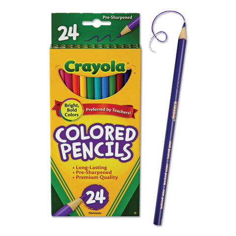 Long-length Colored Pencil Set, 3.3 Mm, 2b, Assorted Lead And Barrel Colors, 24/pack
