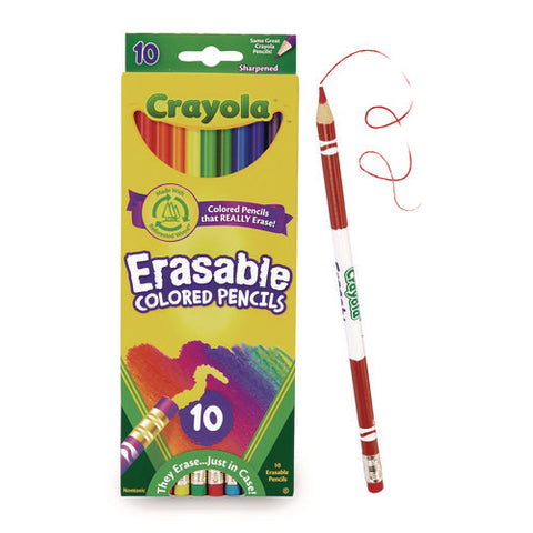 Erasable Color Pencil Set, 3.3 Mm, 2b, Assorted Lead And Barrel Colors, 10/pack