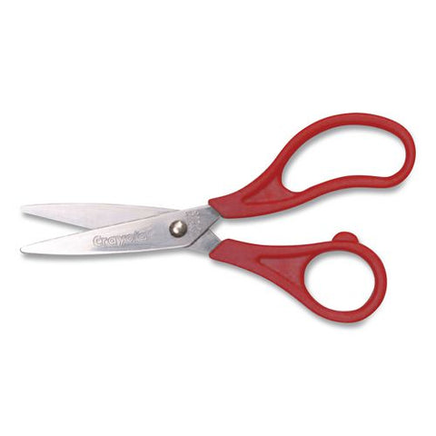 Kid's Scissors, Pointed Tip, 8" Long, Straight Red Handle