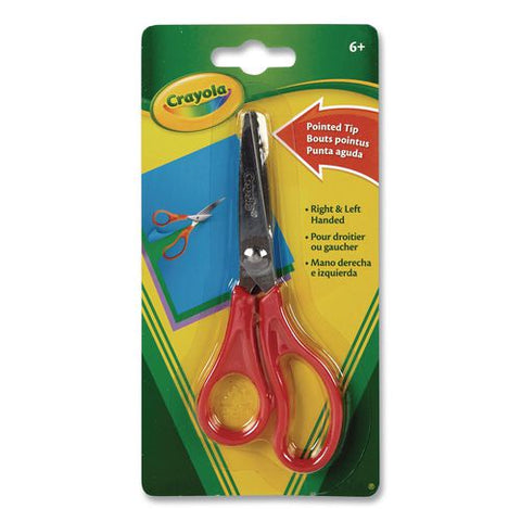 Kid's Scissors, Pointed Tip, 8" Long, Straight Red Handle