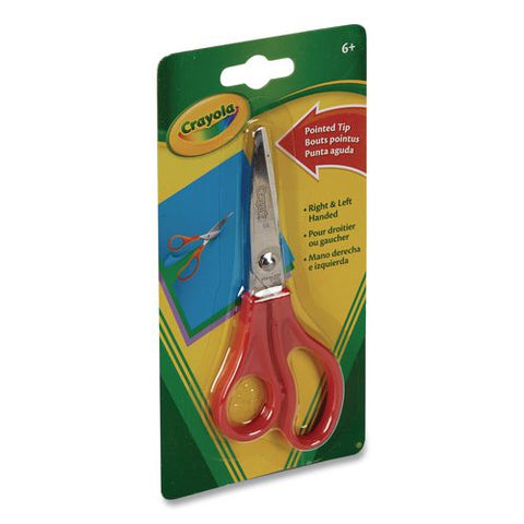 Kid's Scissors, Pointed Tip, 8" Long, Straight Red Handle