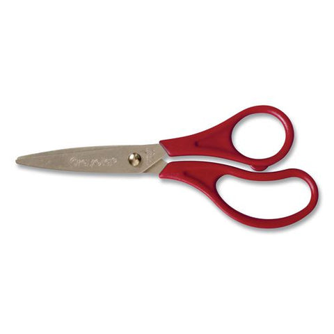 Kid's Scissors, Pointed Tip, 8" Long, Straight Red Handle