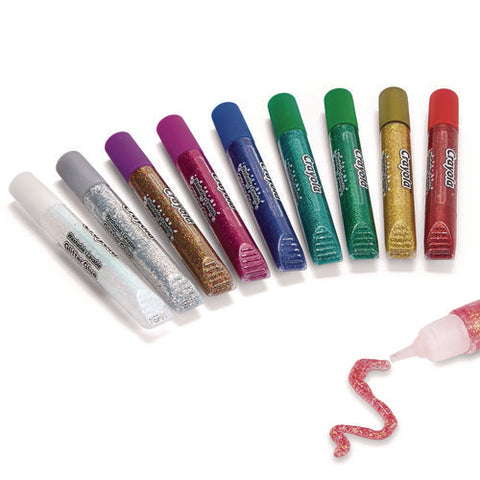 Washable Glitter Glue, 0.35 Oz, Assorted Colors, 9/pack