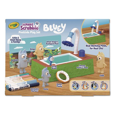 Scribble Scrubbie Bluey Poolside Playset, Ages 3 And Up, 16 Pieces
