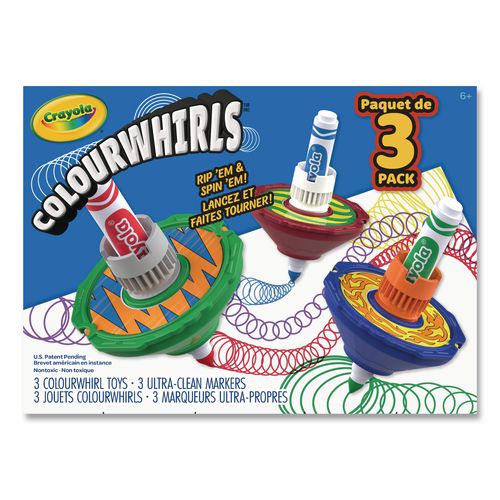 Colourwhirls Toy, (3) Colourwhirls Sets/(3) Crayola Ultra-clean Washable Markers/step-by-step Instruction Sheet
