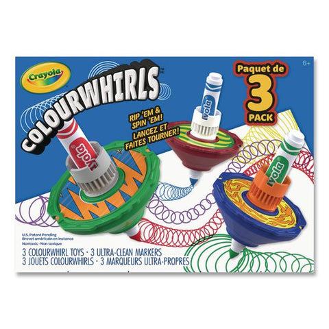 Colourwhirls Toy, (3) Colourwhirls Sets/(3) Crayola Ultra-clean Washable Markers/step-by-step Instruction Sheet