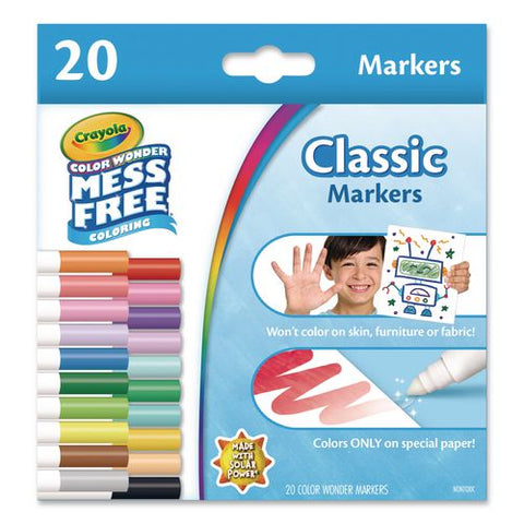 Color Wonder Mess-free Markers, Broad Bullet Tips, Assorted Colors, 20/pack