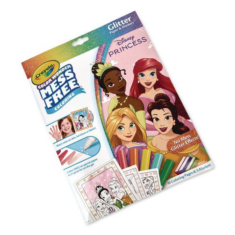 Color Wonder Mess Free Princess Glitter Activity Book, Includes 5 Color Wonder Markers, Ages 3 And Up, 10 Pages