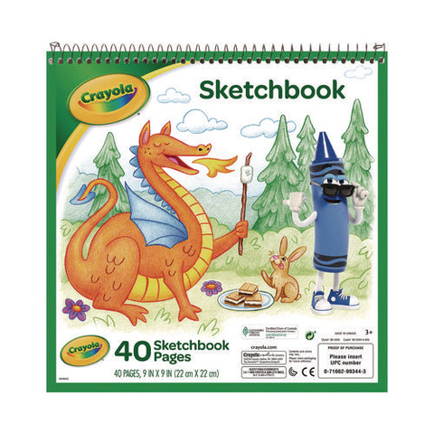 Animal Animations Wirebound Sketchpad, Unruled, Gold/green Cover, 40 White 9 X 9 Sheets