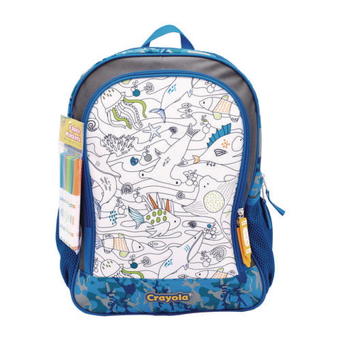 Color-your-own Backpack, Oceanfront, 15 X 5 X 16, Blue/black