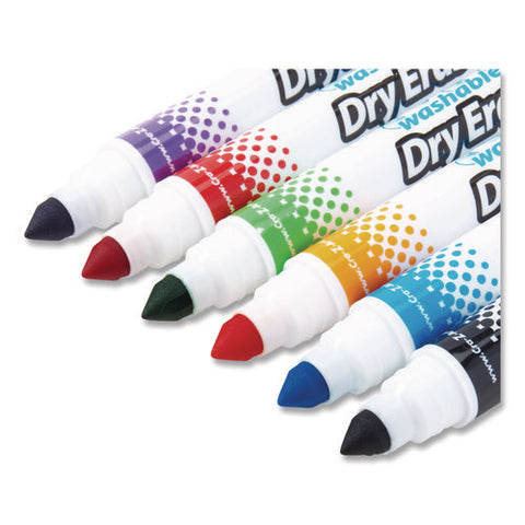 Washable Dry Erase Markers, Broad, Bullet Tip, Assorted Colors, 6/set