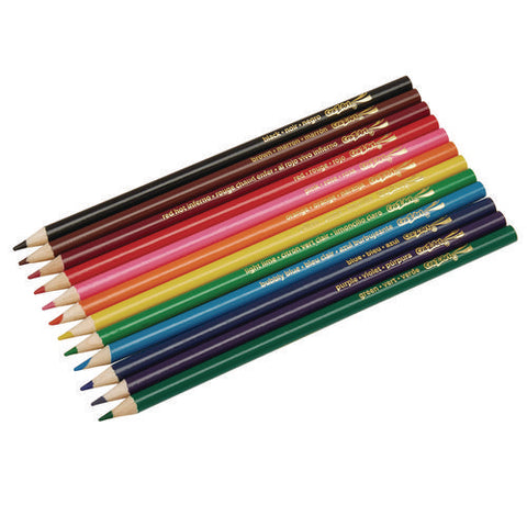 Colored Pencils, 12 Assorted Lead And Barrel Colors, 12/set