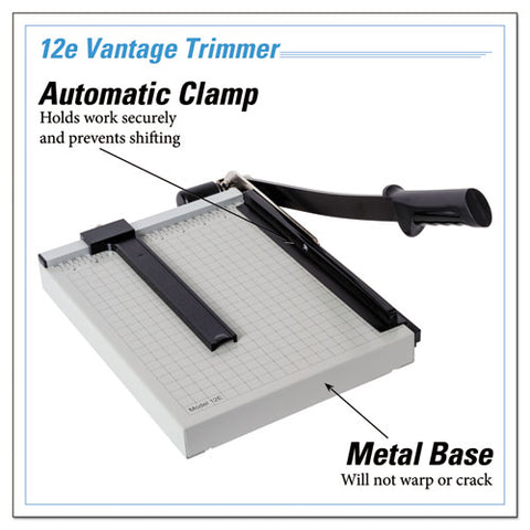 Vantage Guillotine Paper Trimmer/cutter, 15 Sheets, 12" Cut Length, Metal Base, 10 X 12.75