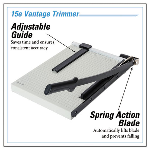 Vantage Guillotine Paper Trimmer/cutter, 15 Sheets, 15" Cut Length, Metal Base, 12.25 X 15.75