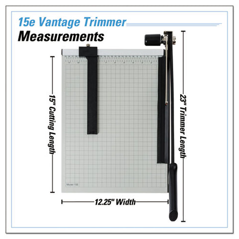 Vantage Guillotine Paper Trimmer/cutter, 15 Sheets, 15" Cut Length, Metal Base, 12.25 X 15.75